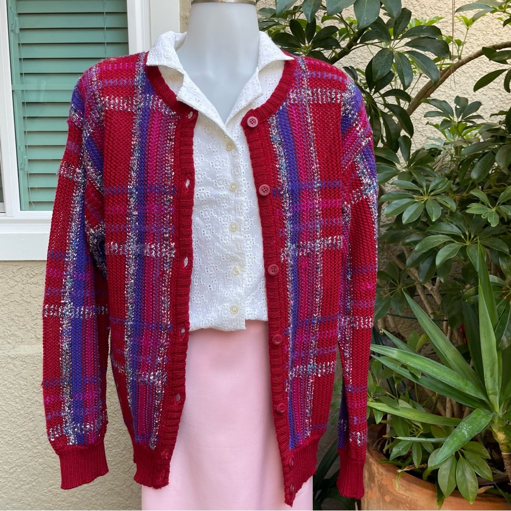 Vintage multicolored Pendleton wool blend knitted cardigan